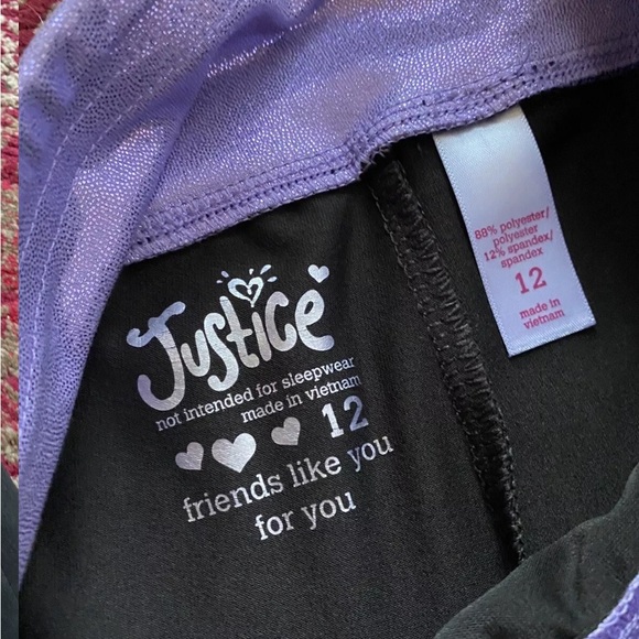 Justice Active Paris Athletic Pants Bootcut y2k Black Purple Shimmer Dance - Picture 3 of 6